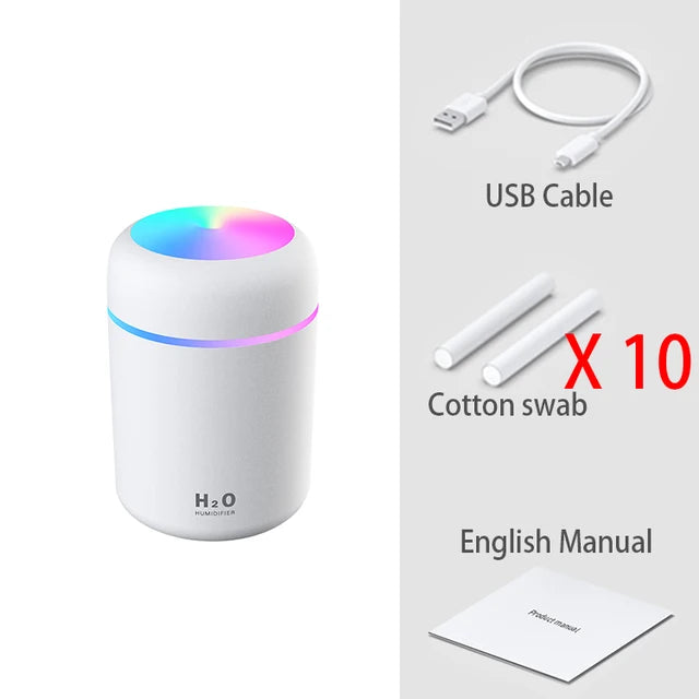 300ml H2O Air Humidifier Portable Mini USB Aroma Diffuser With Cool Mist For Bedroom Home Car Plants Purifier Humificador