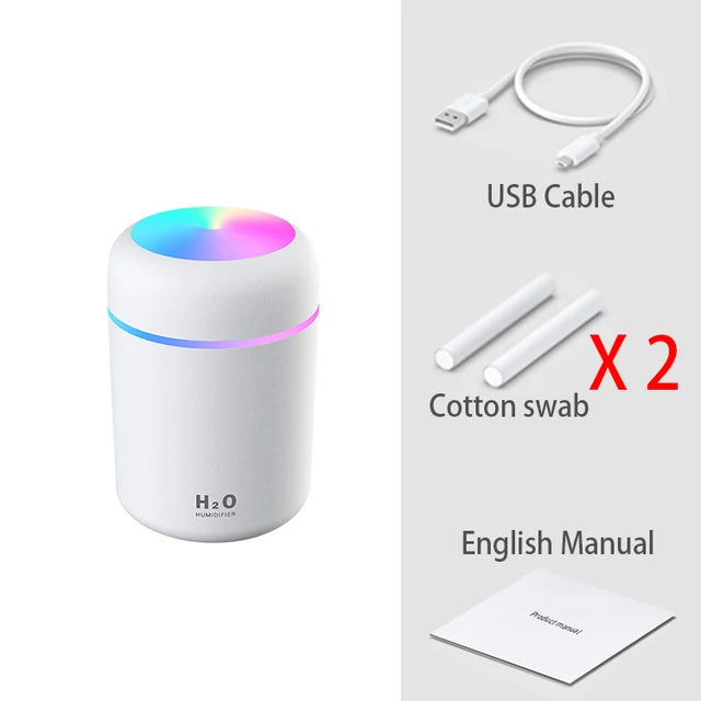 300ml H2O Air Humidifier Portable Mini USB Aroma Diffuser With Cool Mist For Bedroom Home Car Plants Purifier Humificador