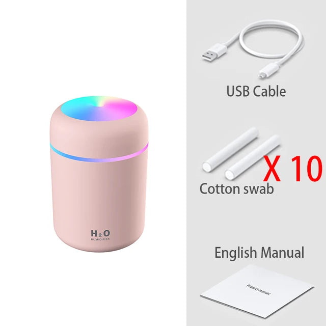 300ml H2O Air Humidifier Portable Mini USB Aroma Diffuser With Cool Mist For Bedroom Home Car Plants Purifier Humificador